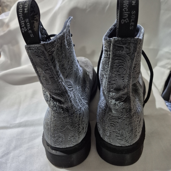 Dr. Martens Silver/Gray Brocade Embossed Unisex Boots - Picture 5 of 6
